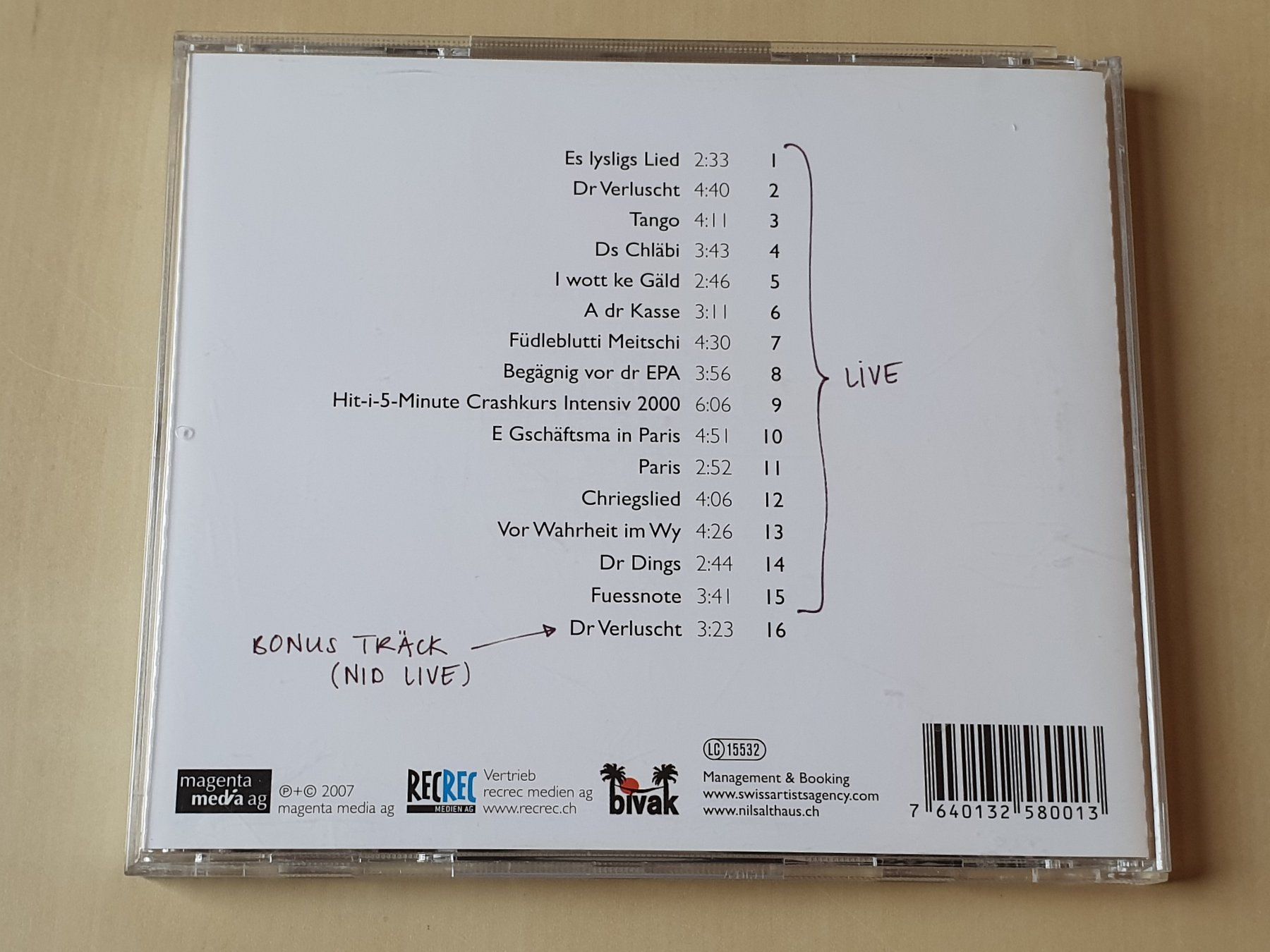 CD: Nils Althaus Fuessnote – Usato da Stansstad venduto da collectorsshop 1