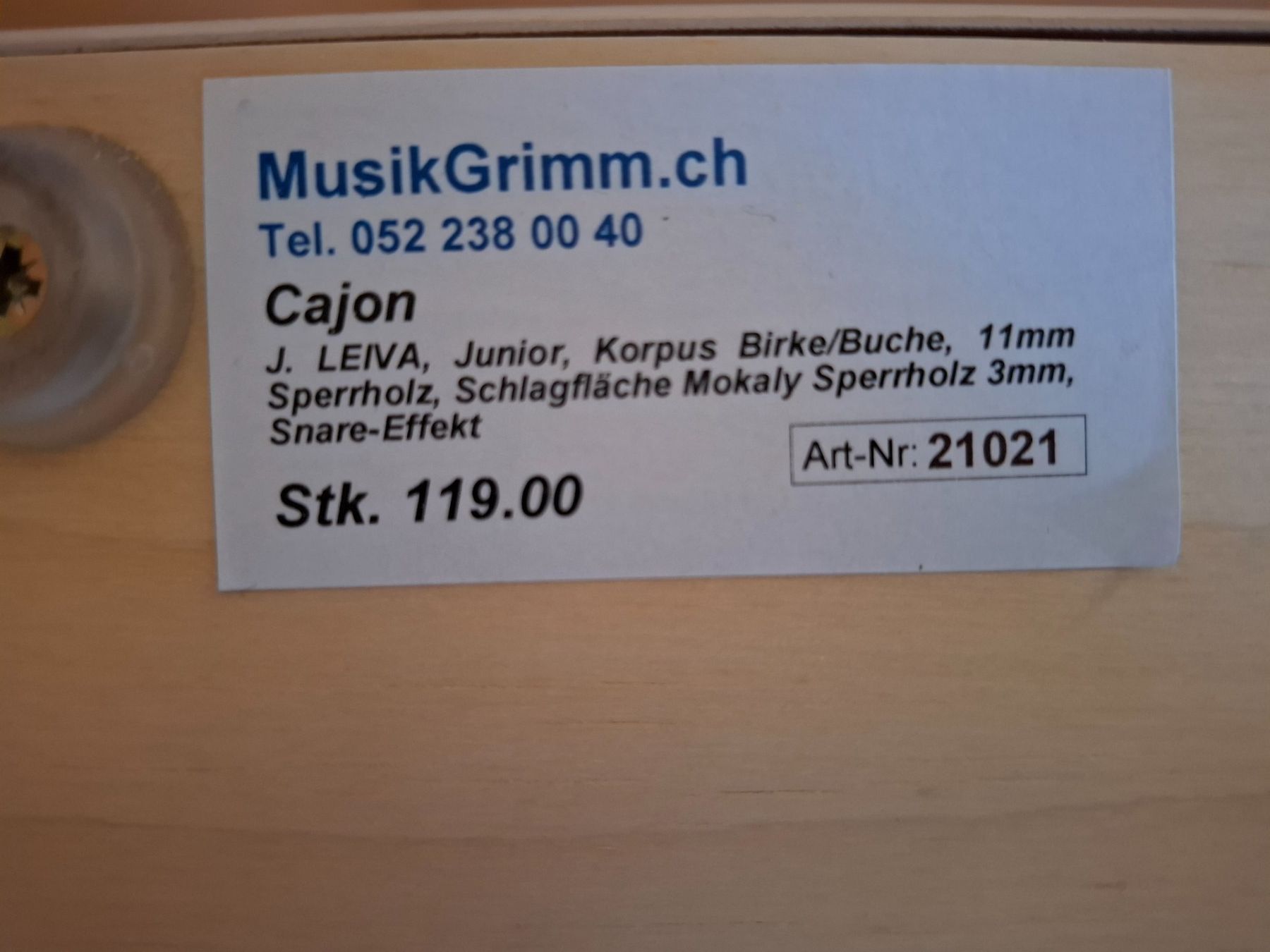 Musikinstrumente: Cajon J. Leiva Junior Korpus Birke/Buche – Gebraucht aus Dorf von Exena 2