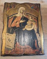 Großes Tafelbild Ikone Maria mit Kind – Maestà (40.5x30 cm)