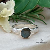 Silberring mit Labradorit, Gr. 56