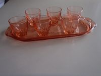 dekorative Glasplatte mit 6 kleinen Gläsern   Rosalinglas