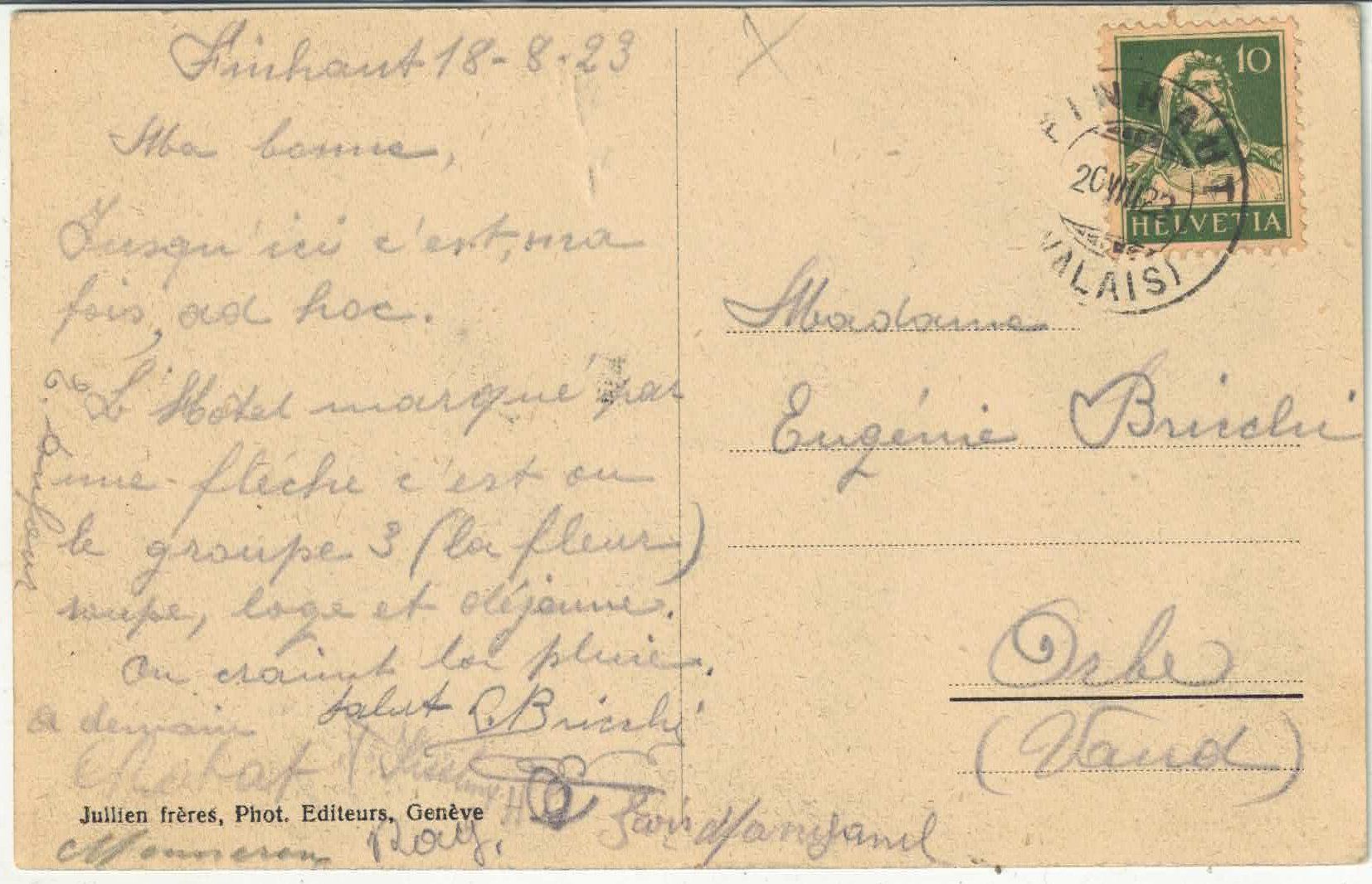 Cartoline postali: Finhaut - Vue generale – Usato da Ettingen venduto da Kartenplanet 1