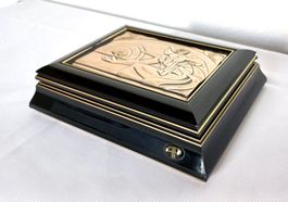 Vintage Schatulle im Jugendstil, Holz/Silber 925, Italien