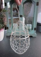 Shabby Drahtkorb Oval zum Aufhängen in weiss