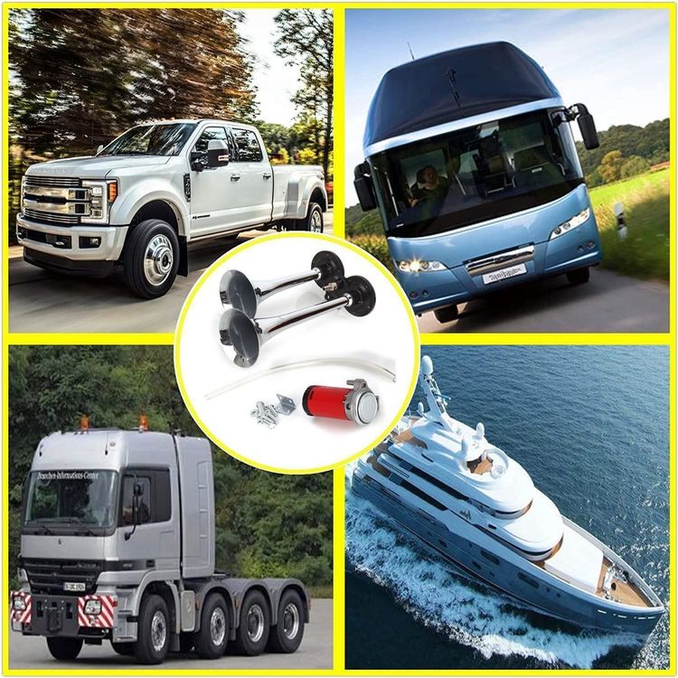 Druckluft-Hupe Fanfare 24cm - Laute Signalhupe Für Auto, LKW Und Boot