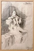 🌟Top Zeichnung Paul Burckhardt ZH / BS "Pause" sig. 1915🌟