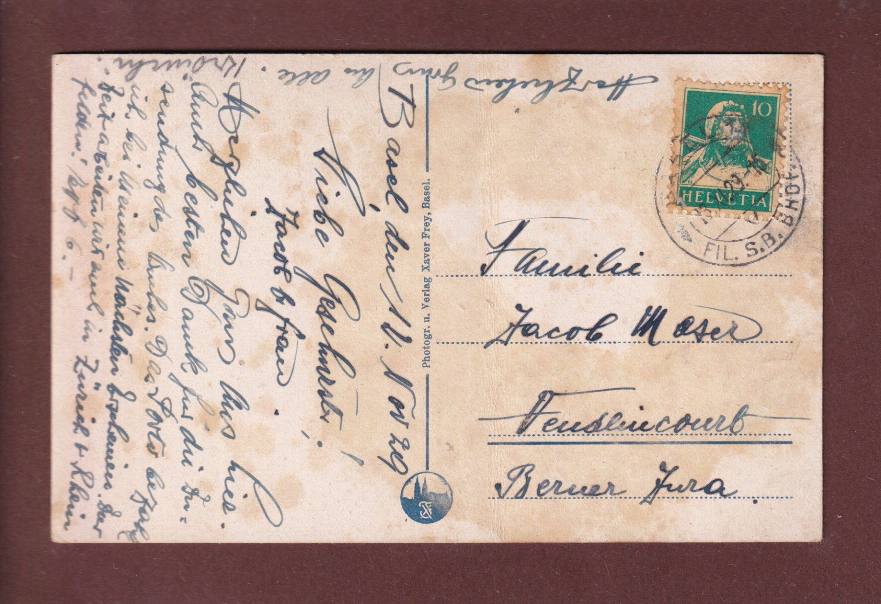 Cartoline postali: BASEL - Marktplatz und Rathaus - 1929 – Usato da Pully venduto da nicecards 1