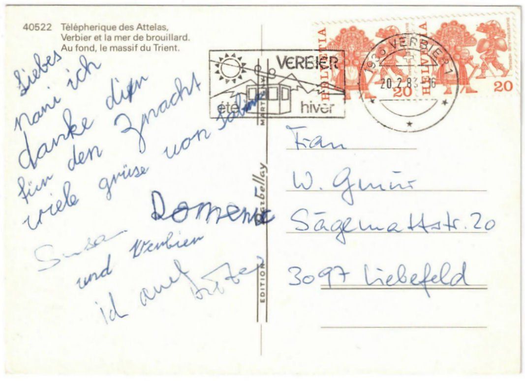 Cartoline postali: Verbier - Luftseilbahn Attelas – Usato da Binningen venduto da Mountainrider 1