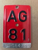 Velonummer AG 81 plaque Velo