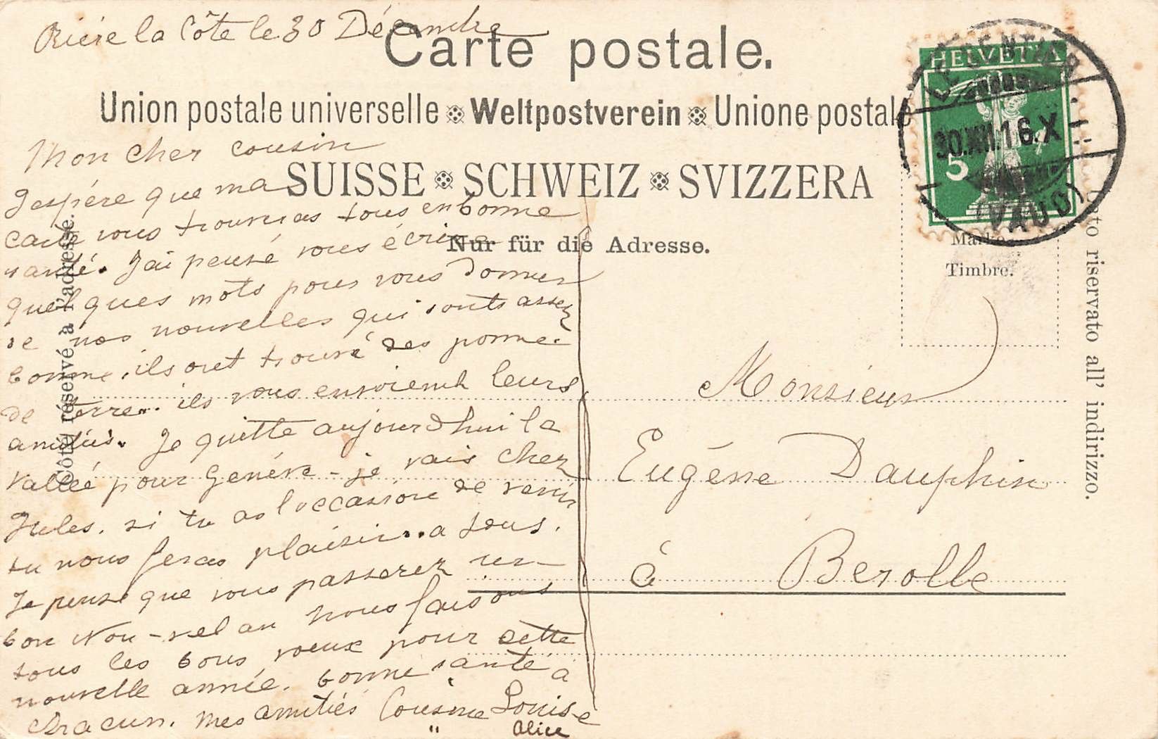 Cartoline postali: Le sentier  ( Le Chenit ) – Usato da Biasca venduto da Blenio71 1