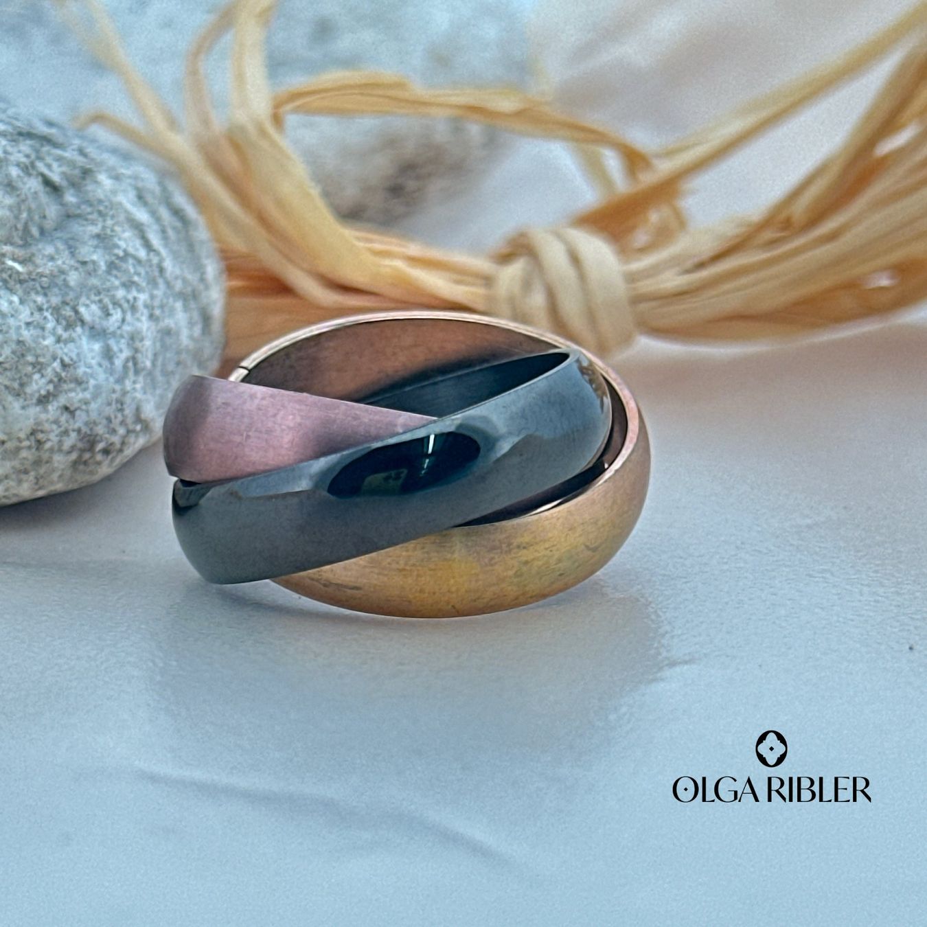 Olga Ribler Ringe: Edelstahl Trinity 10 mm  Ring 3farbig Grösse 60 – Neu (gemäss Beschreibung) aus Luzern von byolgaribleroutlet