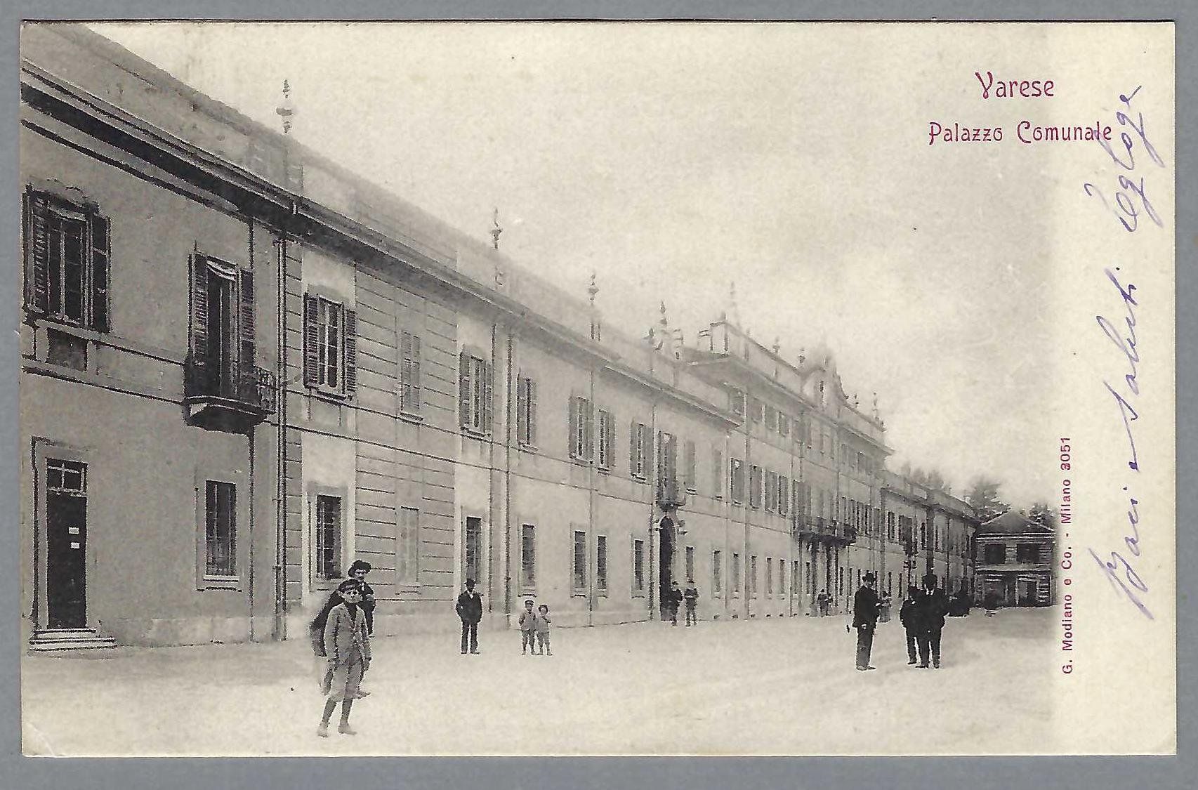 Cartoline postali: VARESE, PALAZZO COMUNALE, ANIMATA, 1901 – Usato da Pura venduto da ulisse1957