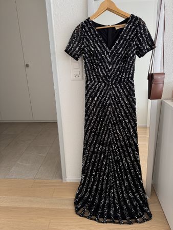 Festkleid, Gr.36, Schwarz mit Pailletten