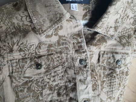 🐸 BLUMEN JACQUARD JEANSJACKE / JACKE 42 TAUPE-BRAUN
