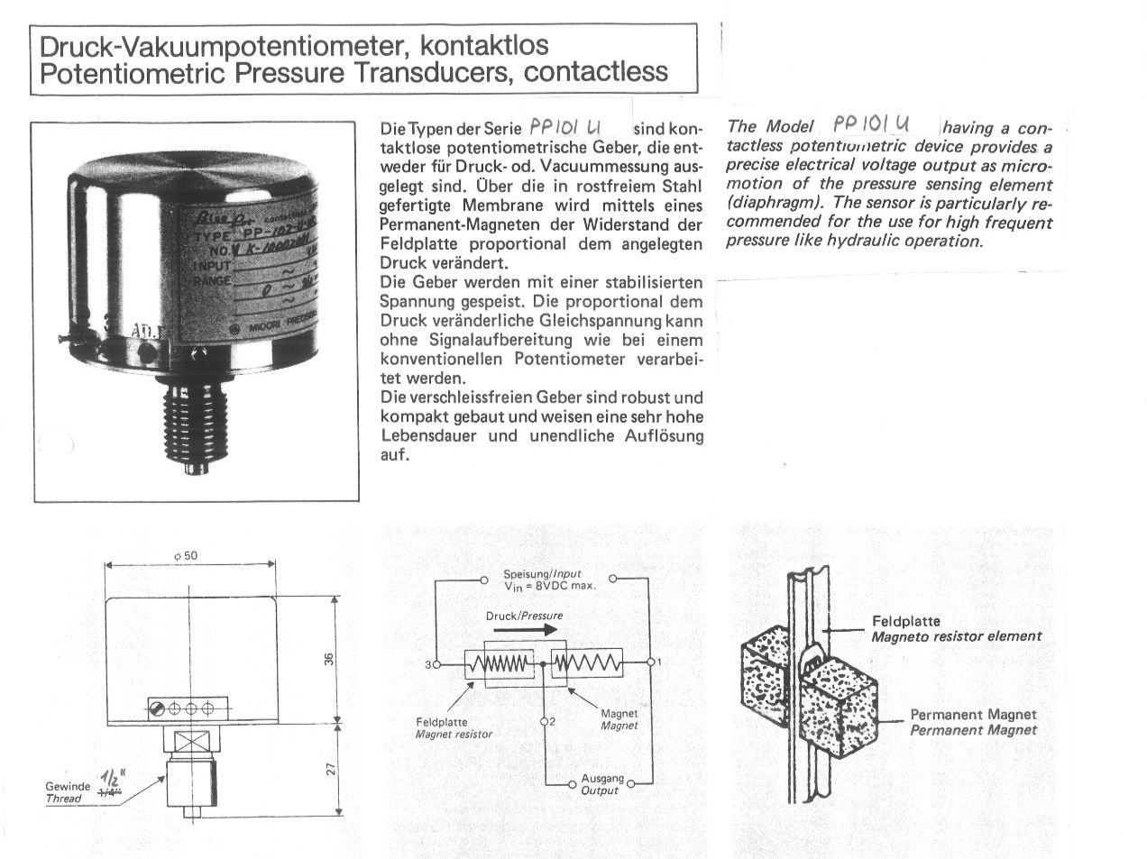 Componenti elettronici: Vakuumsensor, Drucksensor, MIDORI PP-101U – Nuovo e nell'imballaggio originale da Montlingen venduto da sitmodul 5