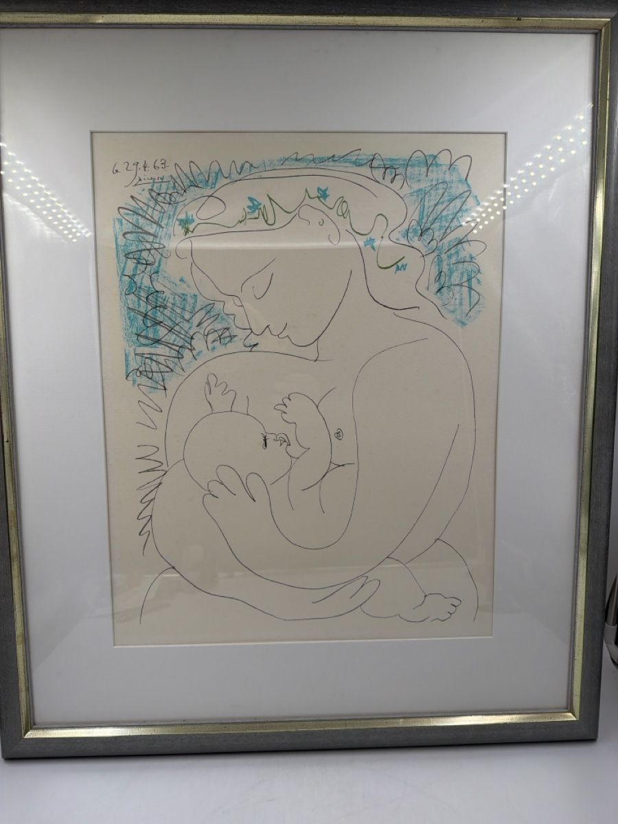 Grafica & Litografie: Picasso Lithographie, Mutter und Kind, 1963, gerahmt – Usato da Sirnach venduto da Fkobi