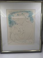 Picasso Lithographie, Mutter und Kind, 1963, gerahmt