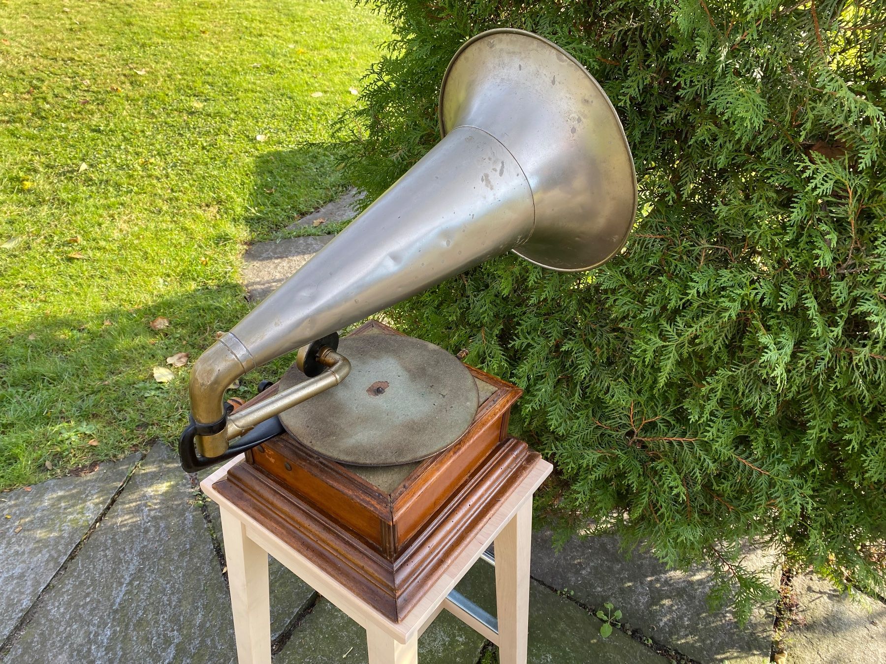 Giradischi: sehr seltenes antikes Grammophone / Phonograph – Usato da Feldbach venduto da Olive1 2