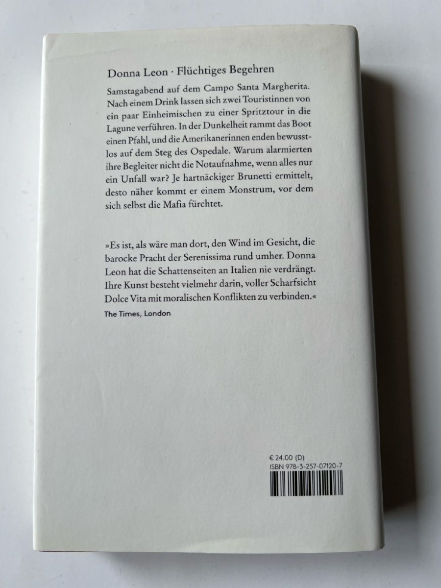 Libri: Donna Leon Flüchtiges Begehen – Usato da Luzern venduto da nochnichtaltpapier 1