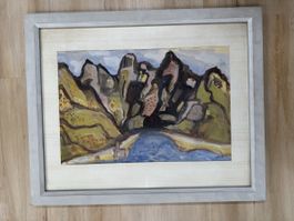 Altes Ölgemälde „Bergseelandschaft“, August Samuel Aegerter