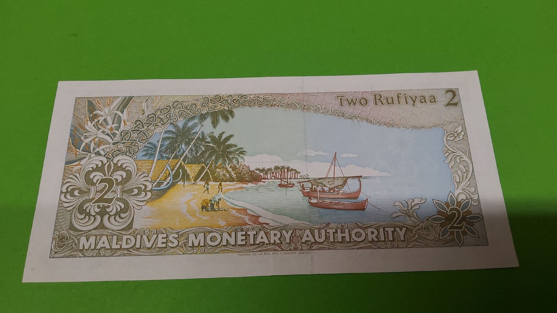 Banknoten: Original 2 Rufiyaa Banknote Malediven, 1990, Top – Neu und originalverpackt aus Herisau von Nluanalucas 1