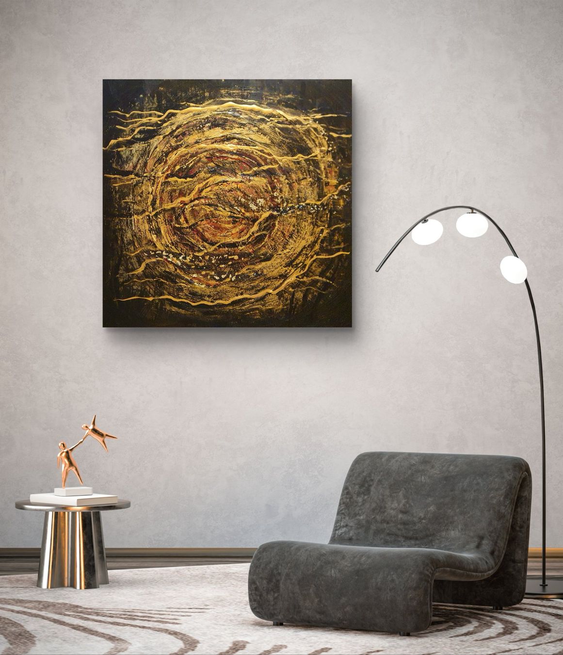 Dipinti: Acrylbild Abstrakt mit Gold, 80x80 cm – Nuovo e nell'imballaggio originale da Beinwil am See venduto da Superchance 6
