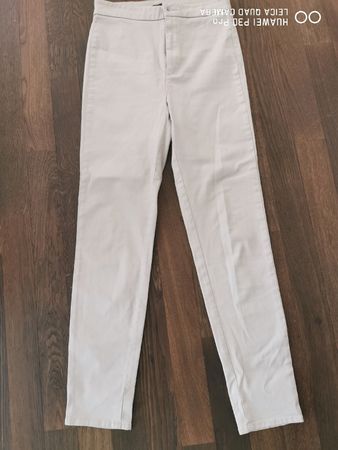 Massimo Dutti Hose beige Gr 34, Leder-Optik