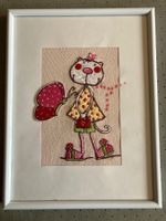 Tableau enfant brodé main - Décoration unique 25x19 cm