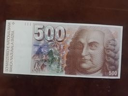 Banknote 500 Franken 1976