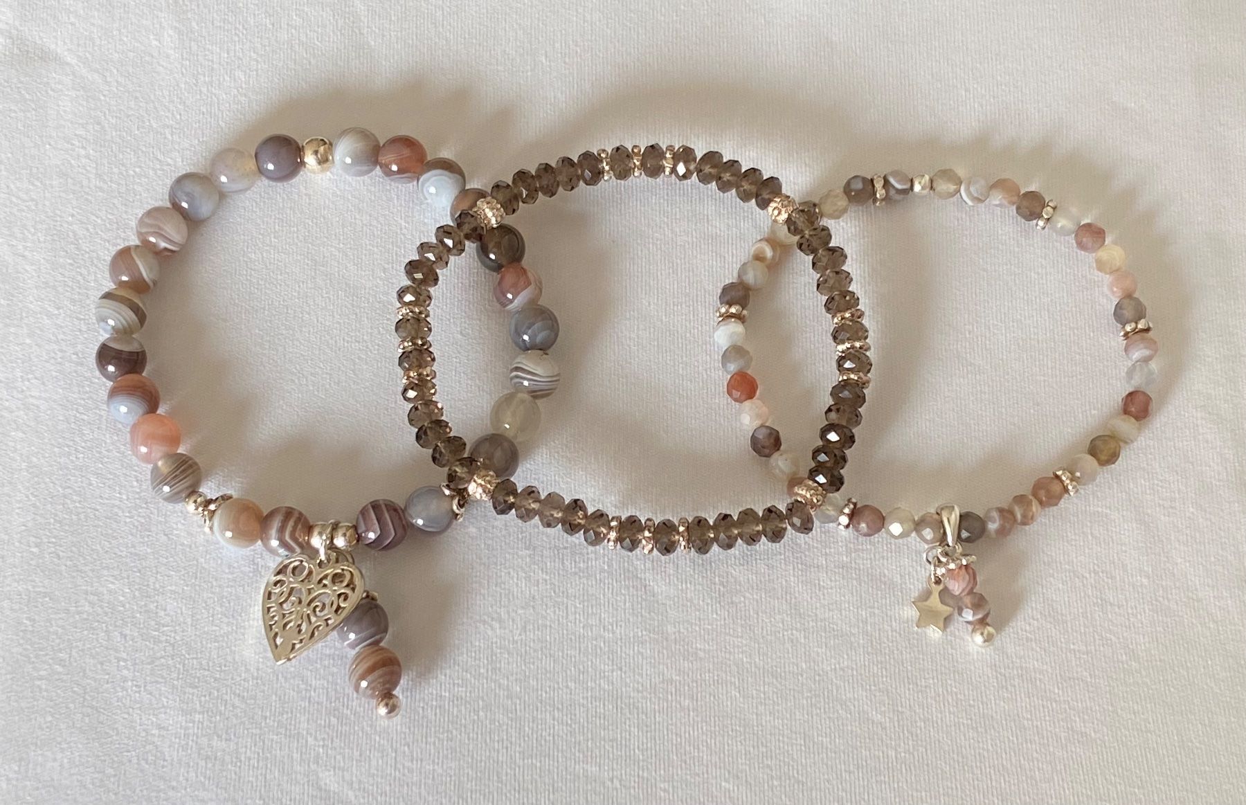 Bracciali & Braccialetti: Edelstein Armband Botswana Achat mit Silber auf Mass – Nuovo e nell'imballaggio originale da Zuzwil SG venduto da Lemliskat 7