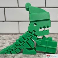 Flexi Christmas Dino 3D Printed Figure Green
