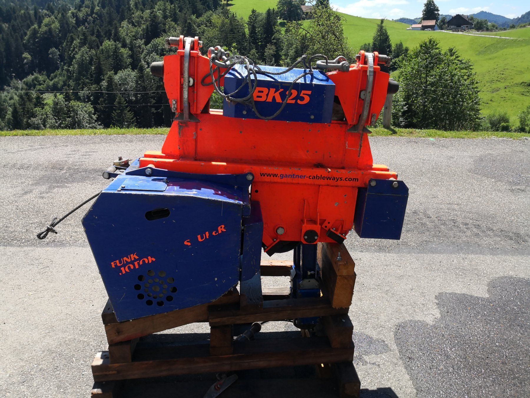 Argani forestali & Pinze posteriori : Seilkran Laufwagen Gantner BK 25 – Usato da Schachen b.Herisau venduto da as.bergli