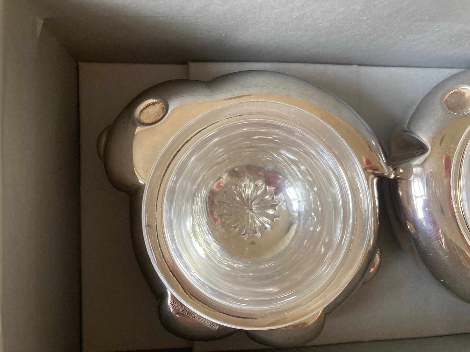 Geschirrsets: EDLE CESA SALZ/PEFFER SCHALEN, SILBER 925, HANDGEMACHT, NEU! – Neu und originalverpackt aus Zürich von einefreude 1