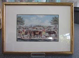 Kunstdruck "Appenzeller Bauernmalerei" im Goldrahmen h. Glas