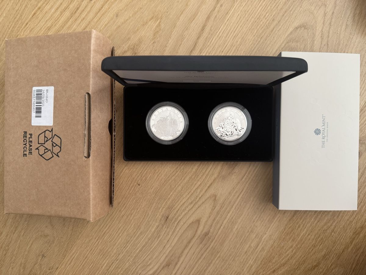 Toutes les monnaies: 2021 Britannia Silver Reverse Proof Set 2 Coin Set – Neuf (Voir description) à Founex par egz_58qz