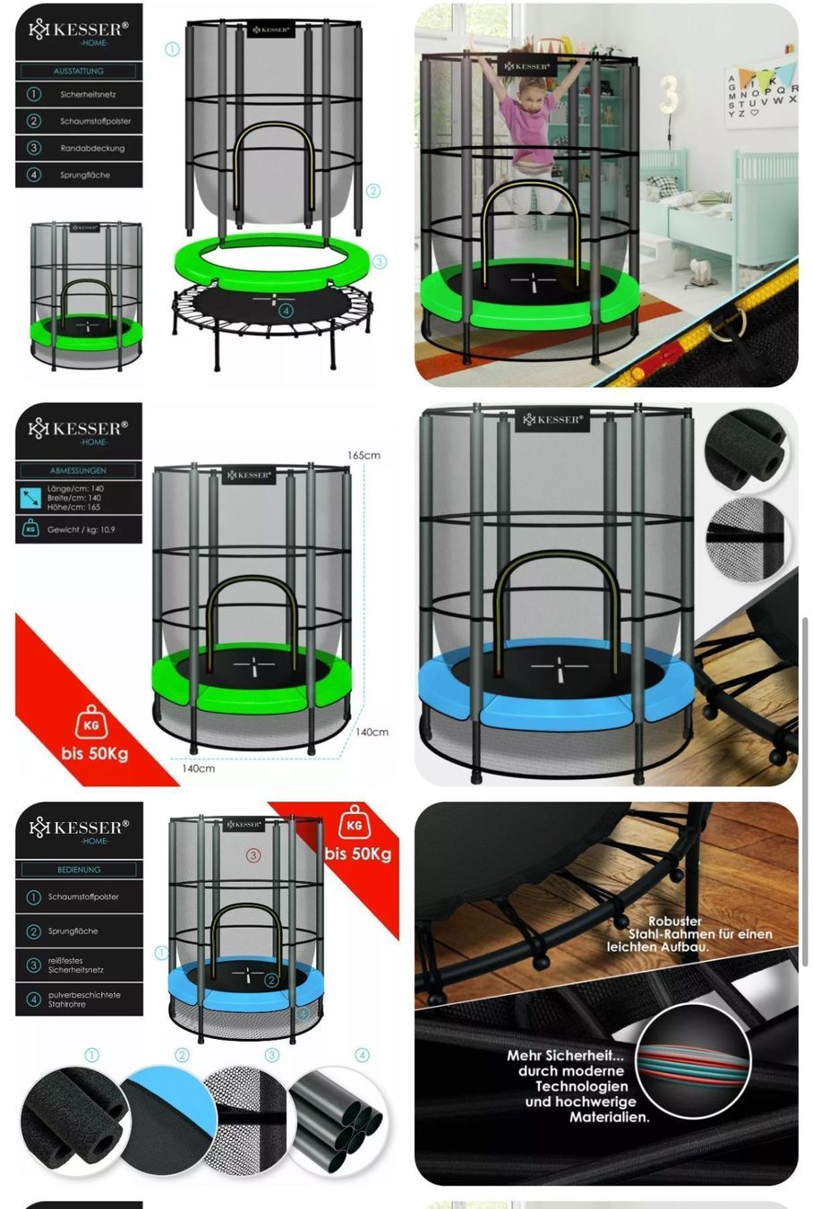 Trampolini: +Trampolin Kinder Kindertrampolin Gartentrampolin Mit – Nuovo e nell'imballaggio originale da Amriswil venduto da JaJa-Express 1