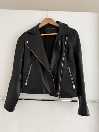 Lederjacke Massimo Dutti schwarz Grösse M neuwertig