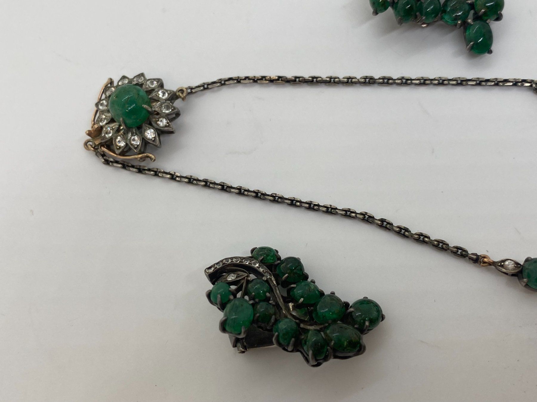 Catenine: Collier Smaragd, weisse Saphire 40cm Silber /i425 – Usato da Bern venduto da JMsoehne1987 4
