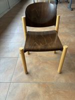 Stuhl Holz dunkel Braun Sitzfläche Holzgestell hell guter Zu