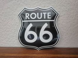 Emailschild Route 66 Motorrad USA Tanksäule Emaille Schild