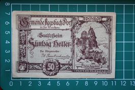 currency voucher austria aggsbach 50 heller 1920