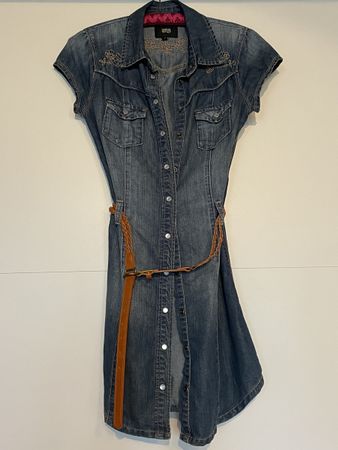 Jeans Longbluse mit Gürtel