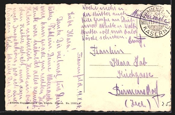Ansichtskarten: Frauenfeld, Kaserne mit Strasse aus der  – Gebraucht aus Berlin von bartko-reher 1
