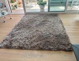Hochflor Teppich Longbarn, grau-braun, guter Zustand