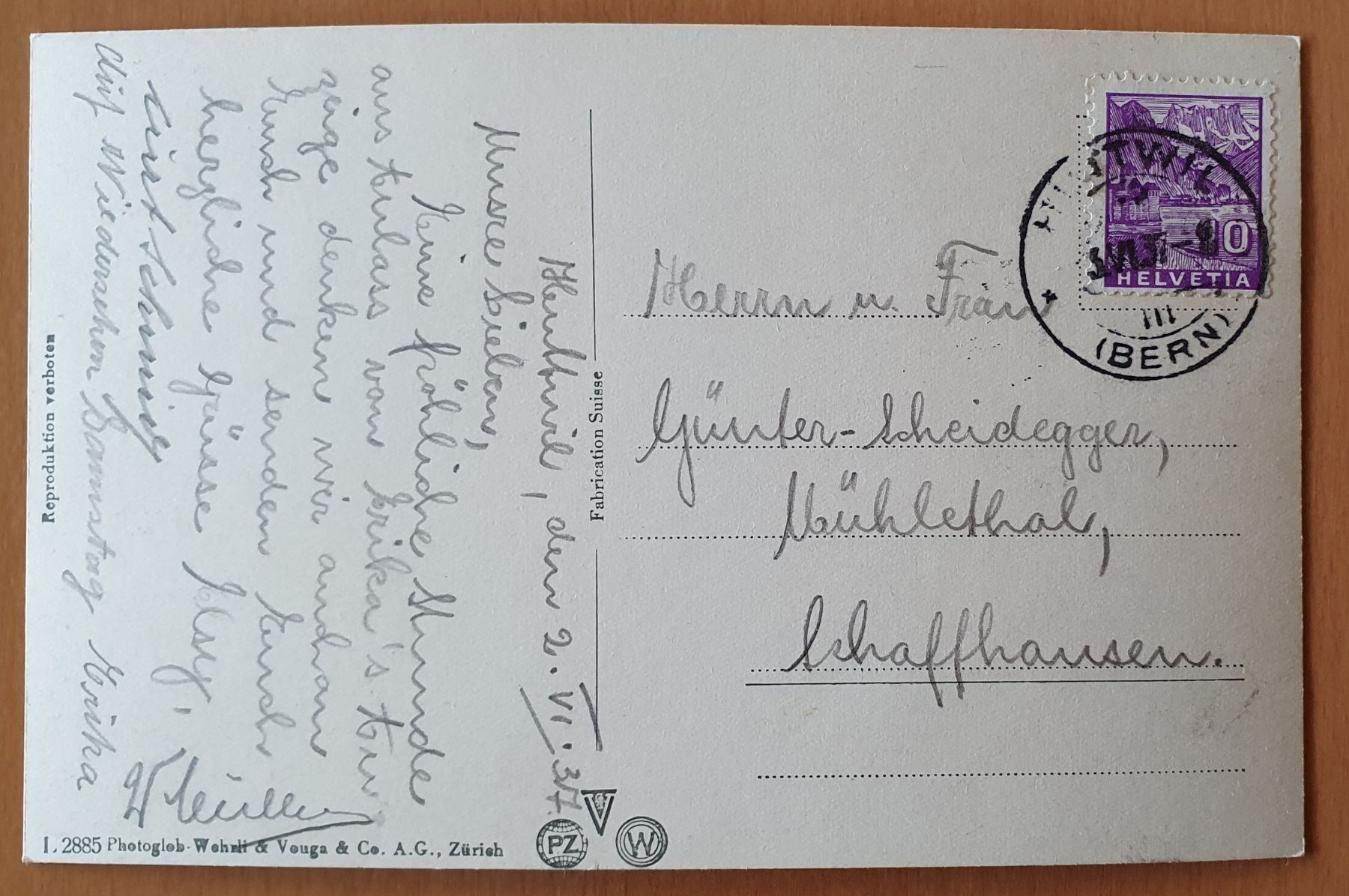 Cartoline postali: Huttwil mit Stadthaus 1937 – Usato da Kreuzlingen venduto da Rschweiz1 1