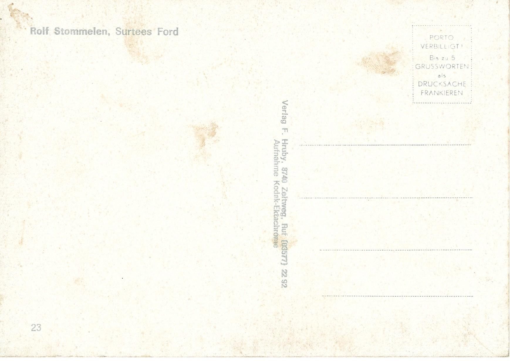 Cartoline postali: Postkarte, Rolf Stommelen, Surtees – Usato da Aarburg venduto da Hktm 1