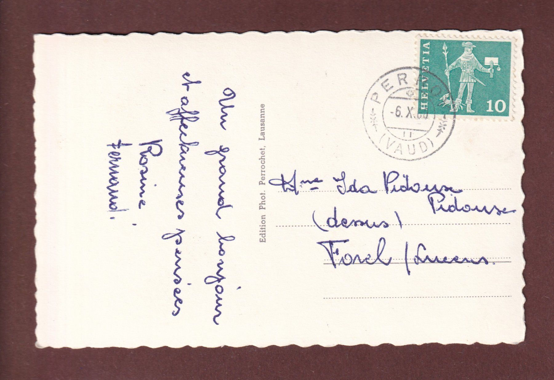 Ansichtskarten: PERROY - Le Prieuré - 1960 – Gebraucht aus Pully von nicecards-shop 1