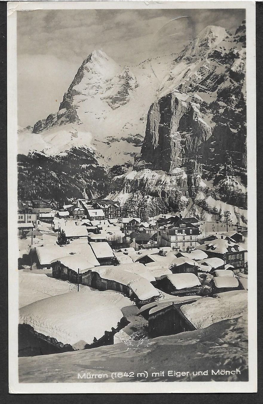 Ansichtskarten: Mürren im Winter mit Eiger und Mönch – Gebraucht aus Olten von clotaldi