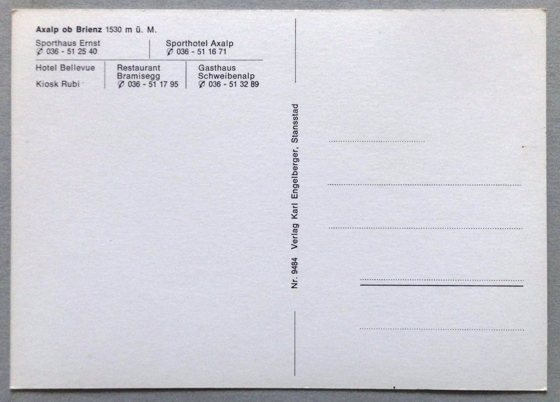 Cartoline postali: Axalp ob Brienz 1530 m ü.M. – Usato da Fétigny venduto da Billy2miny 1