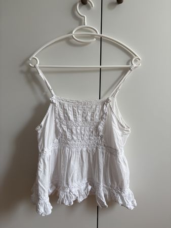 Boho Tank Top Bluse, weiss, Grösse 40